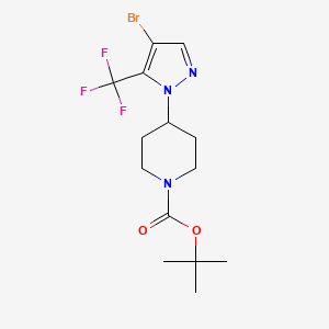 molecular formula C14H19BrF3N3O2 B1405697 叔丁基 4-(4-溴-5-(三氟甲基)-1H-吡唑-1-基)哌啶-1-羧酸酯 CAS No. 1449117-65-0