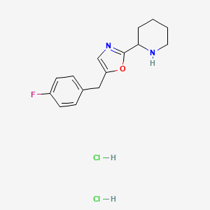 molecular formula C15H19Cl2FN2O B1405728 2-[5-(4-Fluorobenzyl)-1,3-oxazol-2-yl]piperidine dihydrochloride CAS No. 1982950-51-5