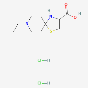 molecular formula C10H20Cl2N2O2S B1405737 8-Ethyl-1-thia-4,8-diazaspiro[4.5]decane-3-carboxylic acid dihydrochloride CAS No. 1922702-07-5