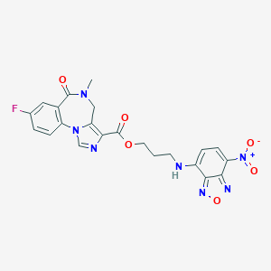 molecular formula C22H18FN7O6 B140574 3-[(4-nitro-2,1,3-benzoxadiazol-7-yl)amino]propyl 8-fluoro-5-methyl-6-oxo-4H-imidazo[1,5-a][1,4]benzodiazepine-3-carboxylate CAS No. 132305-66-9