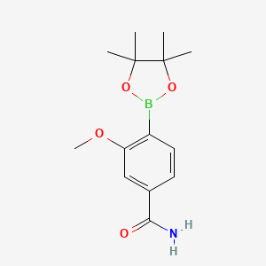 molecular formula C14H20BNO4 B1405746 3-Methoxy-4-(tetramethyl-1,3,2-dioxaborolan-2-yl)benzamide CAS No. 2033056-80-1