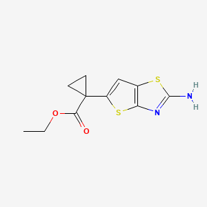molecular formula C11H12N2O2S2 B14057475 Ethyl 1-(2-aminothieno[2,3-D]thiazol-5-YL)cyclopropane-1-carboxylate 