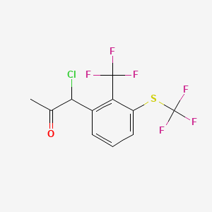 molecular formula C11H7ClF6OS B14057514 1-Chloro-1-(2-(trifluoromethyl)-3-(trifluoromethylthio)phenyl)propan-2-one 