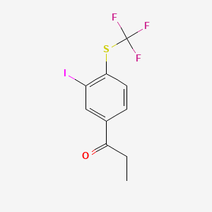 molecular formula C10H8F3IOS B14057519 1-(3-Iodo-4-(trifluoromethylthio)phenyl)propan-1-one 