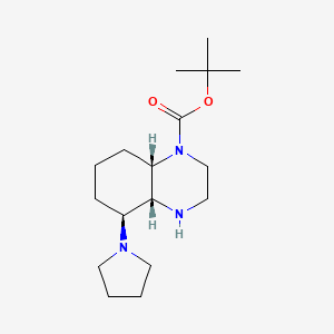 molecular formula C17H31N3O2 B14057621 Tert-butyl (4AR,5S,8AS)-5-(pyrrolidin-1-YL)octahydroquinoxaline-1(2H)-carboxylate 