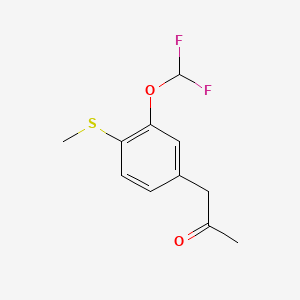 molecular formula C11H12F2O2S B14057704 1-(3-(Difluoromethoxy)-4-(methylthio)phenyl)propan-2-one 