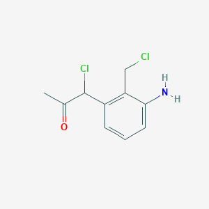 molecular formula C10H11Cl2NO B14057713 1-(3-Amino-2-(chloromethyl)phenyl)-1-chloropropan-2-one 