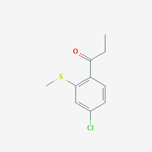 molecular formula C10H11ClOS B14057811 1-(4-Chloro-2-(methylthio)phenyl)propan-1-one 