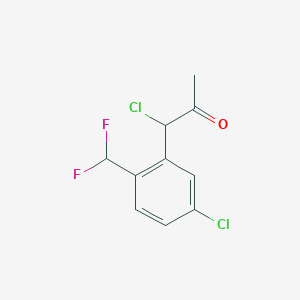 molecular formula C10H8Cl2F2O B14057893 1-Chloro-1-(5-chloro-2-(difluoromethyl)phenyl)propan-2-one 