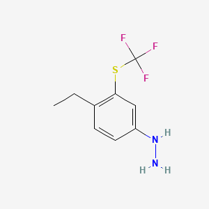 molecular formula C9H11F3N2S B14057983 1-(4-Ethyl-3-(trifluoromethylthio)phenyl)hydrazine 