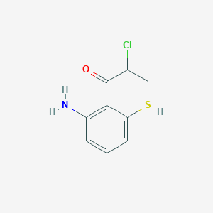 molecular formula C9H10ClNOS B14058059 1-(2-Amino-6-mercaptophenyl)-2-chloropropan-1-one 