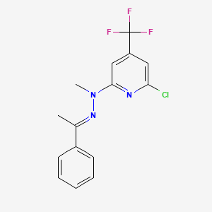 molecular formula C15H13ClF3N3 B1405810 N-(6-Chloro-4-trifluoromethyl-pyridin-2-yl)-N-methyl-N'-[1-phenyl-eth-(E)-ylidene]-hydrazine CAS No. 1311283-77-8