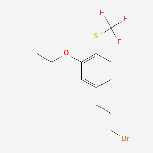 molecular formula C12H14BrF3OS B14058229 1-(3-Bromopropyl)-3-ethoxy-4-(trifluoromethylthio)benzene 