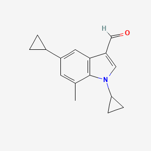 molecular formula C16H17NO B1405825 1,5-dicyclopropyl-7-methyl-1H-indole-3-carbaldehyde CAS No. 1350760-96-1