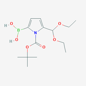 molecular formula C14H24BNO6 B14058307 N-Boc-5-(Diethoxymethyl)pyrrole-2-boronic acid 