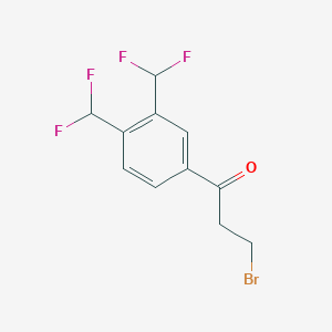 molecular formula C11H9BrF4O B14058407 1-(3,4-Bis(difluoromethyl)phenyl)-3-bromopropan-1-one 