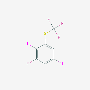 molecular formula C7H2F4I2S B14058427 1,4-Diiodo-2-fluoro-6-(trifluoromethylthio)benzene 