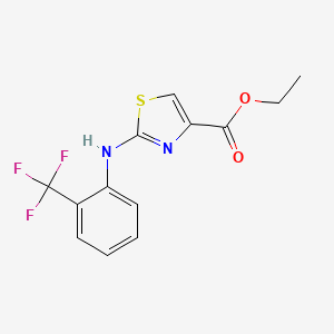 molecular formula C13H11F3N2O2S B1405847 2-(2-Trifluoromethylphenylamino)-thiazole-4-carboxylic acid ethyl ester CAS No. 1485912-23-9