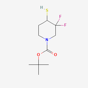 molecular formula C10H17F2NO2S B14058514 tert-Butyl 3,3-difluoro-4-mercaptopiperidine-1-carboxylate 