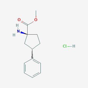 molecular formula C13H18ClNO2 B14058520 Methyl (1S,3S)-1-amino-3-phenylcyclopentane-1-carboxylate hcl 