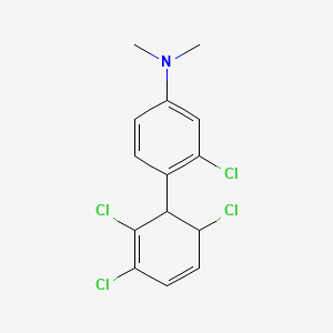 molecular formula C14H13Cl4N B14058555 [3-Chloro-4-(2,3,6-trichlorocyclohexa-2,4-dienyl)-phenyl]-dimethyl-amine 