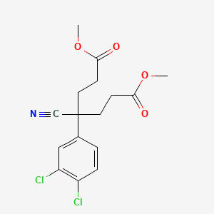 molecular formula C16H17Cl2NO4 B14058587 Dimethyl 4-cyano-4-(3,4-dichlorophenyl)heptanedioate CAS No. 65619-22-9