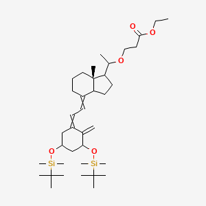 molecular formula C38H68O5Si2 B14058591 Ethyl 3-((S)-1-((1S,3aS,7aS,E)-4-((Z)-2-((3S,5R)-3,5-bis((tert-butyldimethylsilyl)oxy)-2-methylenecyclohexylidene)ethylidene)-7a-methyloctahydro-1H-inden-1-yl)ethoxy)propanoate 