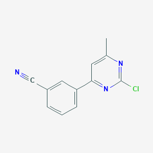 molecular formula C12H8ClN3 B1405863 3-(2-Chloro-6-methylpyrimidin-4-yl)benzonitrile CAS No. 1292317-91-9