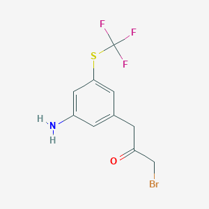 molecular formula C10H9BrF3NOS B14058707 1-(3-Amino-5-(trifluoromethylthio)phenyl)-3-bromopropan-2-one 