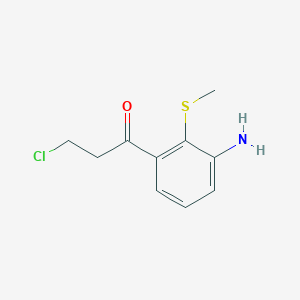 molecular formula C10H12ClNOS B14058745 1-(3-Amino-2-(methylthio)phenyl)-3-chloropropan-1-one 