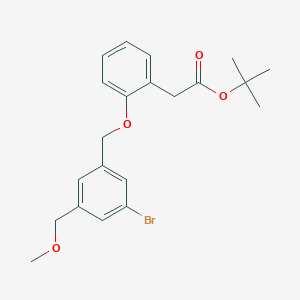 molecular formula C21H25BrO4 B14058747 tert-Butyl 2-(2-((3-bromo-5-(methoxymethyl)benzyl)oxy)phenyl)acetate 