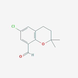 molecular formula C12H13ClO2 B1405877 6-Chloro-2,2-dimethylchroman-8-carbaldehyde CAS No. 1350761-48-6