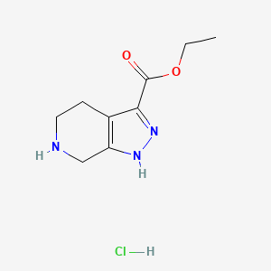 molecular formula C9H14ClN3O2 B1405878 ethyl 1H,4H,5H,6H,7H-pyrazolo[3,4-c]pyridine-3-carboxylate hydrochloride CAS No. 1630096-68-2