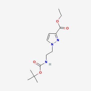 molecular formula C13H21N3O4 B14058899 ethyl 1-(2-((tert-butoxycarbonyl)amino)ethyl)-1H-pyrazole-3-carboxylate 