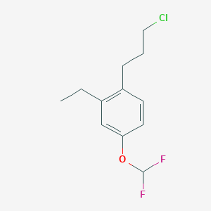 molecular formula C12H15ClF2O B14058992 1-(3-Chloropropyl)-4-(difluoromethoxy)-2-ethylbenzene 