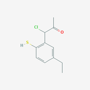 molecular formula C11H13ClOS B14059112 1-Chloro-1-(5-ethyl-2-mercaptophenyl)propan-2-one 
