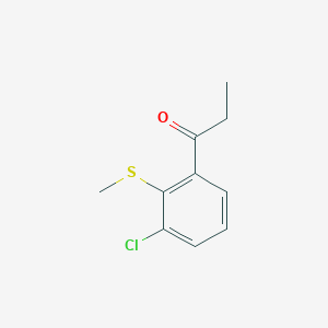 molecular formula C10H11ClOS B14059245 1-(3-Chloro-2-(methylthio)phenyl)propan-1-one 