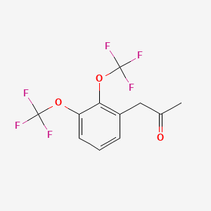 molecular formula C11H8F6O3 B14059274 1-(2,3-Bis(trifluoromethoxy)phenyl)propan-2-one 
