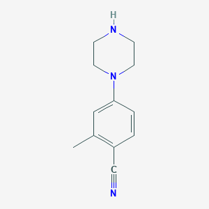 molecular formula C12H15N3 B14059465 2-Methyl-4-(piperazin-1-yl)benzonitrile CAS No. 1010073-31-0