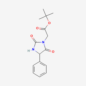 molecular formula C15H18N2O4 B14059496 tert-Butyl 2-(2,5-dioxo-4-phenylimidazolidin-1-yl)acetate 