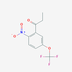 molecular formula C10H8F3NO4 B14059693 1-(2-Nitro-5-(trifluoromethoxy)phenyl)propan-1-one 