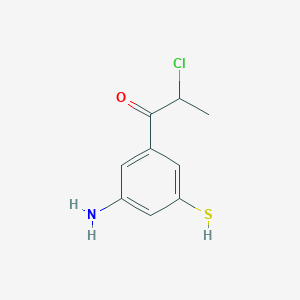 molecular formula C9H10ClNOS B14059697 1-(3-Amino-5-mercaptophenyl)-2-chloropropan-1-one 