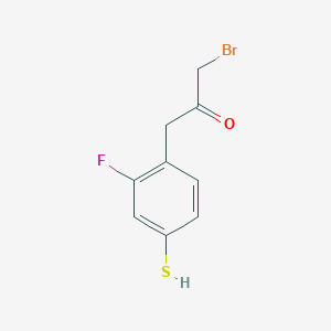 molecular formula C9H8BrFOS B14059890 1-Bromo-3-(2-fluoro-4-mercaptophenyl)propan-2-one 