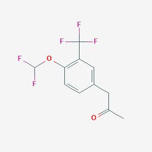 molecular formula C11H9F5O2 B14059916 1-(4-(Difluoromethoxy)-3-(trifluoromethyl)phenyl)propan-2-one 