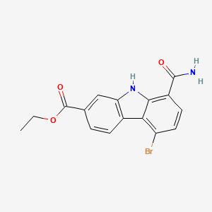 molecular formula C16H13BrN2O3 B14059923 ethyl 5-bromo-8-carbamoyl-9H-carbazole-2-carboxylate 