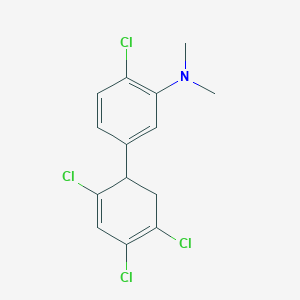 molecular formula C14H13Cl4N B14060115 [2-Chloro-5-(2,4,5-trichloro-cyclohexa-2,4-dienyl)phenyl]-dimethylamine 