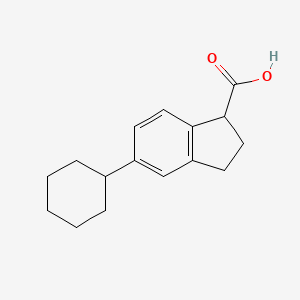 molecular formula C16H20O2 B14060196 5-cyclohexyl-2,3-dihydro-1H-indene-1-carboxylic acid CAS No. 31962-05-7