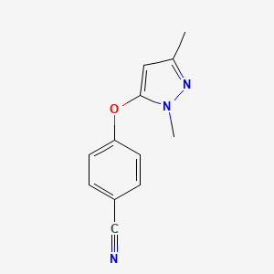 molecular formula C12H11N3O B1406036 4-[(1,3-Dimethyl-1H-pyrazol-5-yl)oxy]benzonitrile CAS No. 1424857-15-7