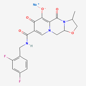 molecular formula C19H16F2N3NaO5 B14060388 Sodium;12-[(2,4-difluorophenyl)methylcarbamoyl]-6-methyl-8,11-dioxo-4-oxa-1,7-diazatricyclo[7.4.0.03,7]trideca-9,12-dien-10-olate 