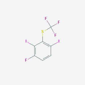 molecular formula C7H2F4I2S B14060434 1,3-Diiodo-4-fluoro-2-(trifluoromethylthio)benzene 